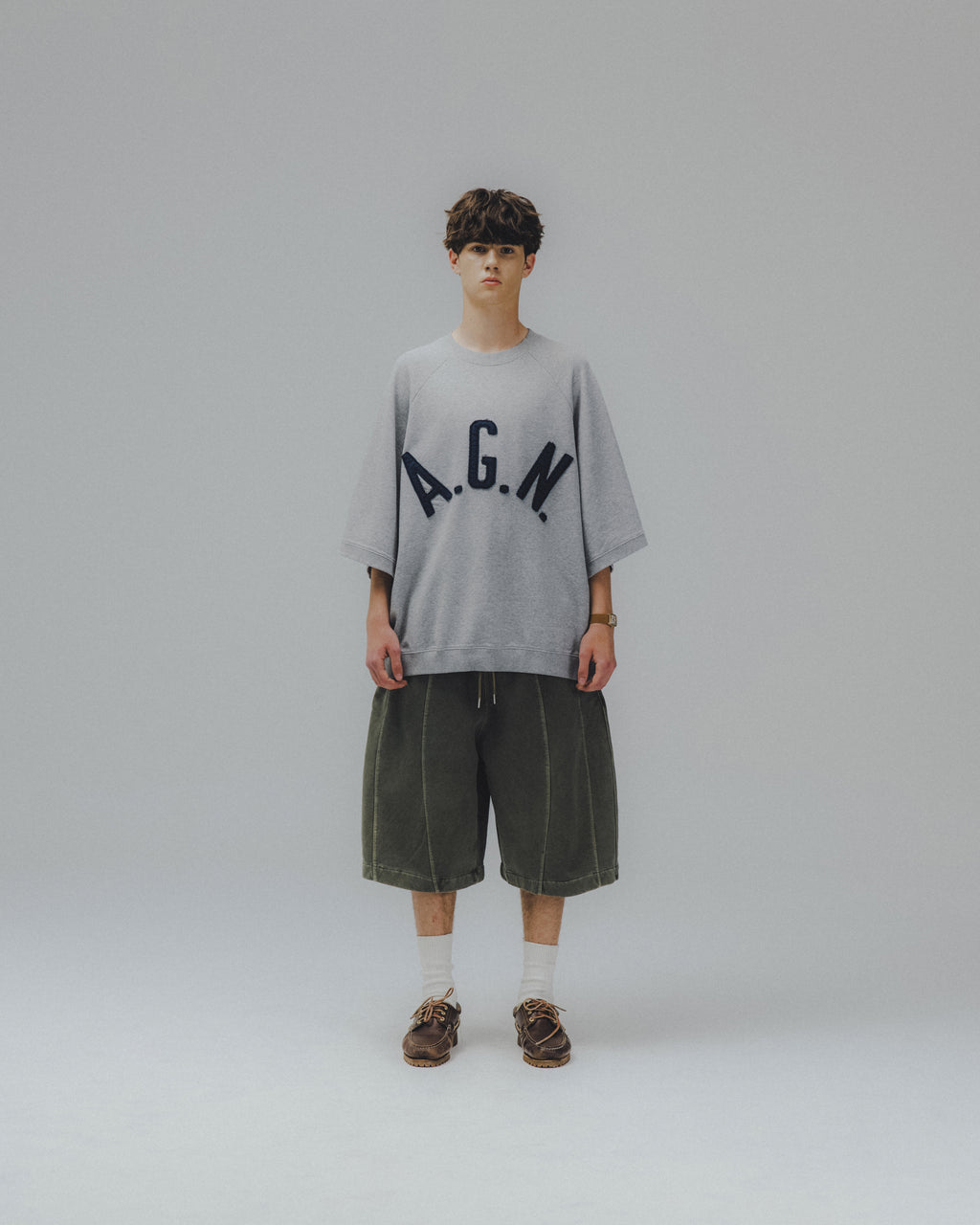 ANGLAN Iconic Pigment Sweat Half Pants - Green