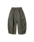 Anglan Ripstop Cargo Shirring Balloon Pants - Khaki