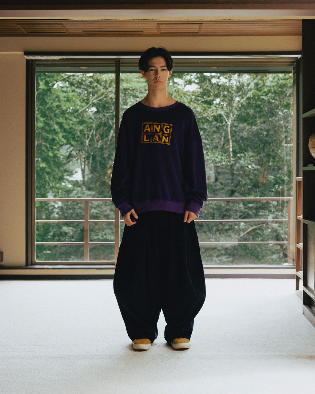 Anglan Terry Embroidered Pullover Crewneck - Purple