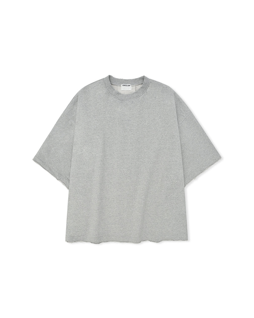 ANGLAN Valley Tuck Sweat Half Tee - Melange Grey
