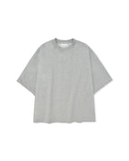 ANGLAN Valley Tuck Sweat Half Tee - Melange Grey