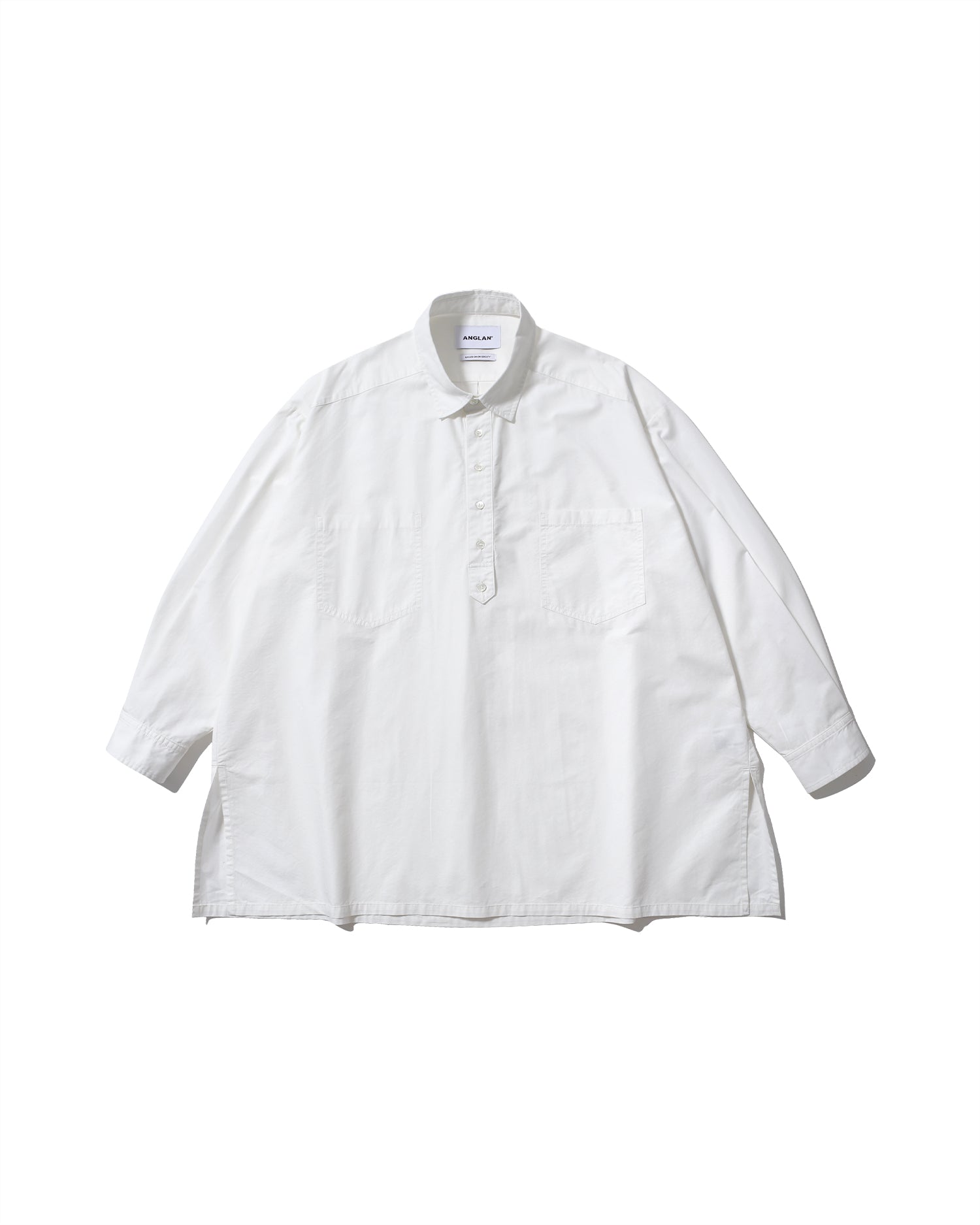 Anglan Pullover Side-Slit Shirt - White