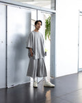 ANGLAN Valley Tuck Sweat Half Tee - Melange Grey