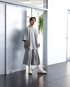 ANGLAN Valley Tuck Sweat Half Tee - Melange Grey