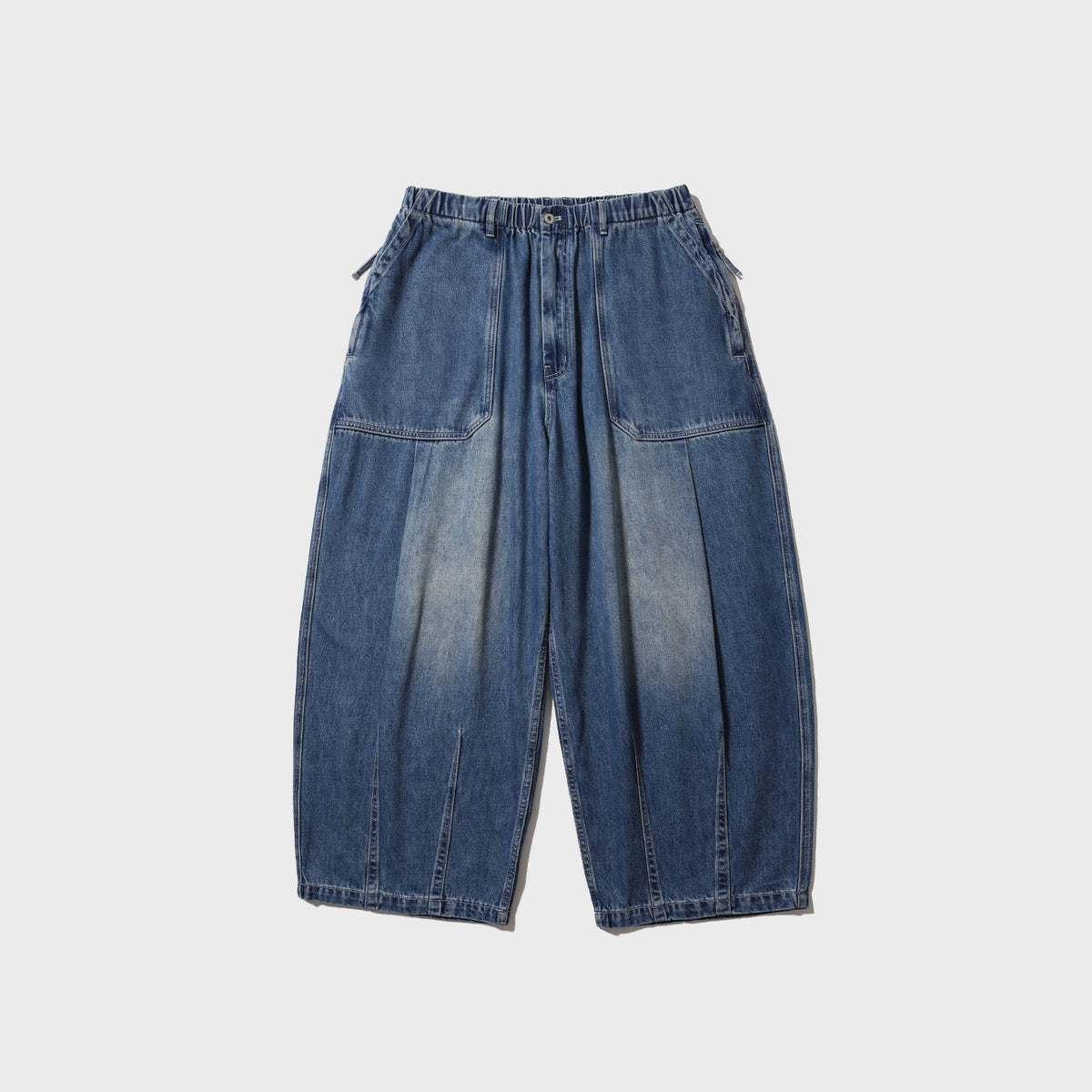 Anglan Fatigue Denim Balloon Pants - Washed Blue