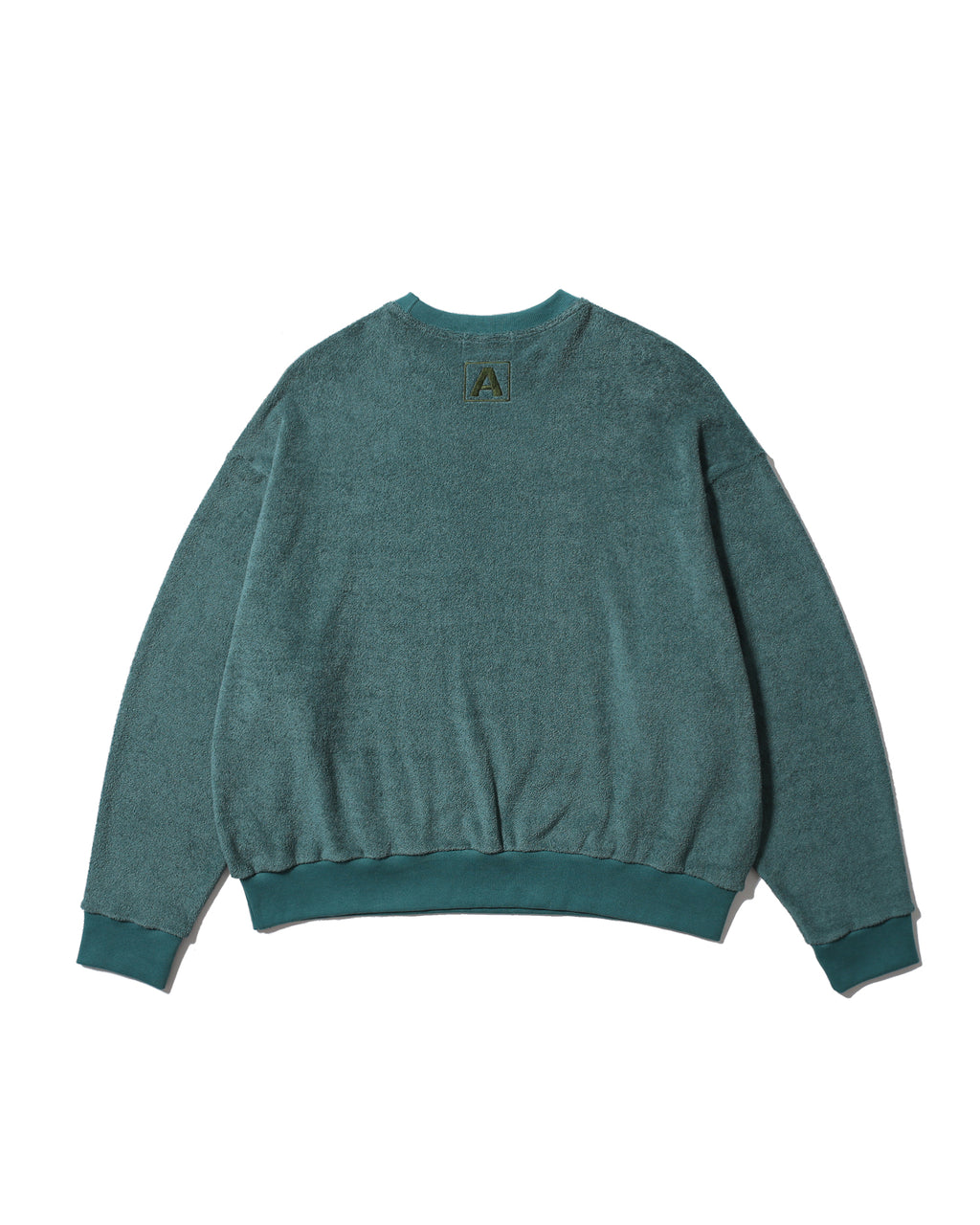 Anglan Terry Embroidered Pullover Crewneck - Blue Green