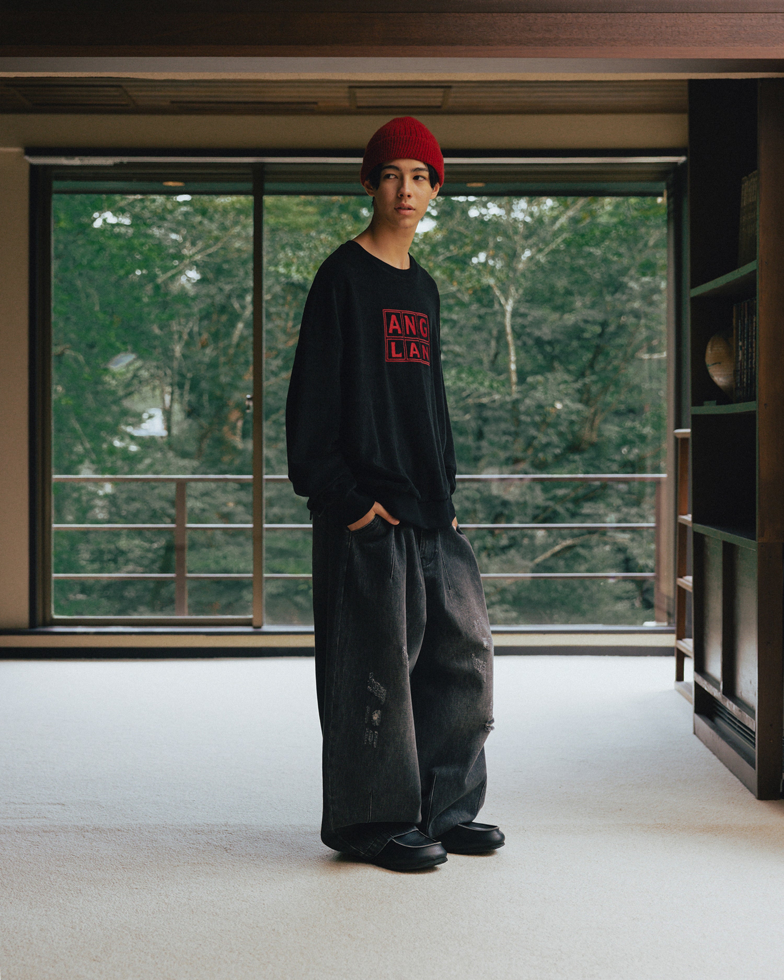 Anglan Western Balloon Denim Pants - Washed Black