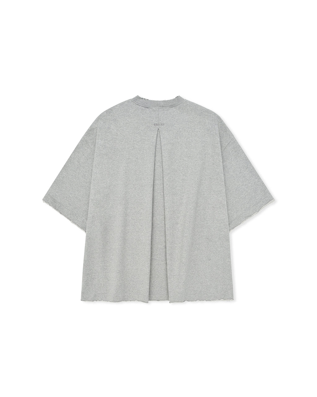 ANGLAN Valley Tuck Sweat Half Tee - Melange Grey