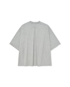 ANGLAN Valley Tuck Sweat Half Tee - Melange Grey