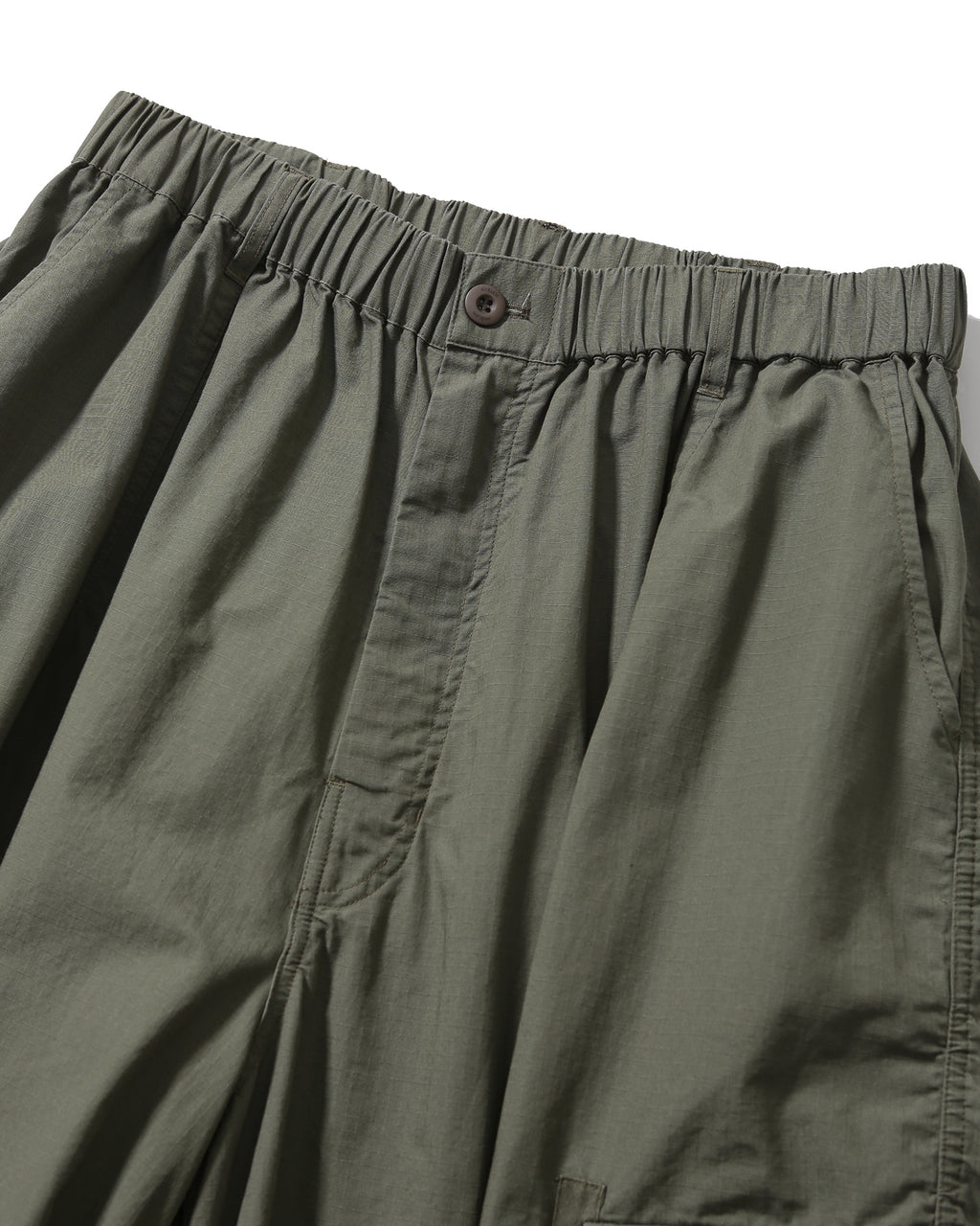 Anglan Ripstop Cargo Shirring Balloon Pants - Khaki