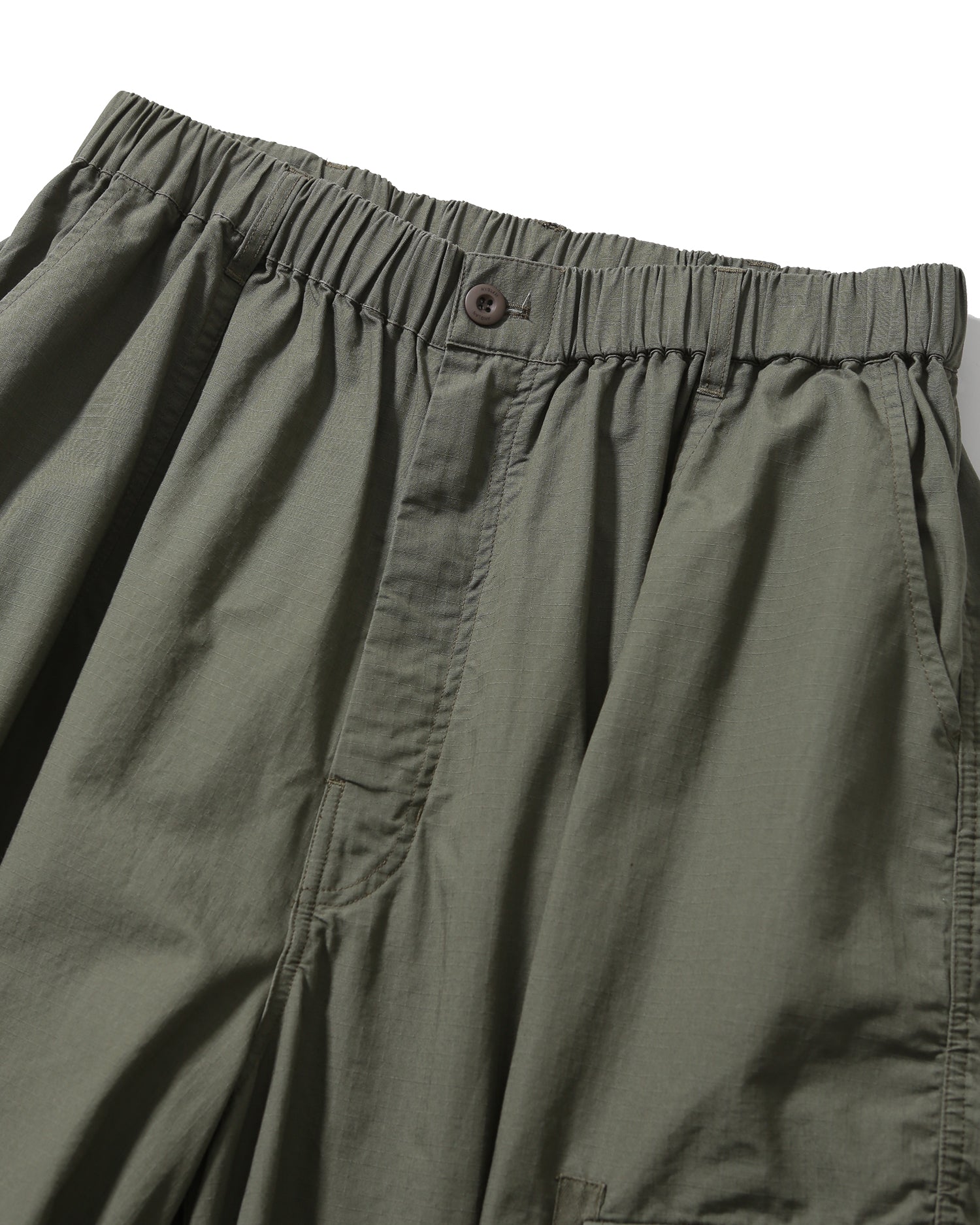 Anglan Ripstop Cargo Shirring Balloon Pants - Khaki