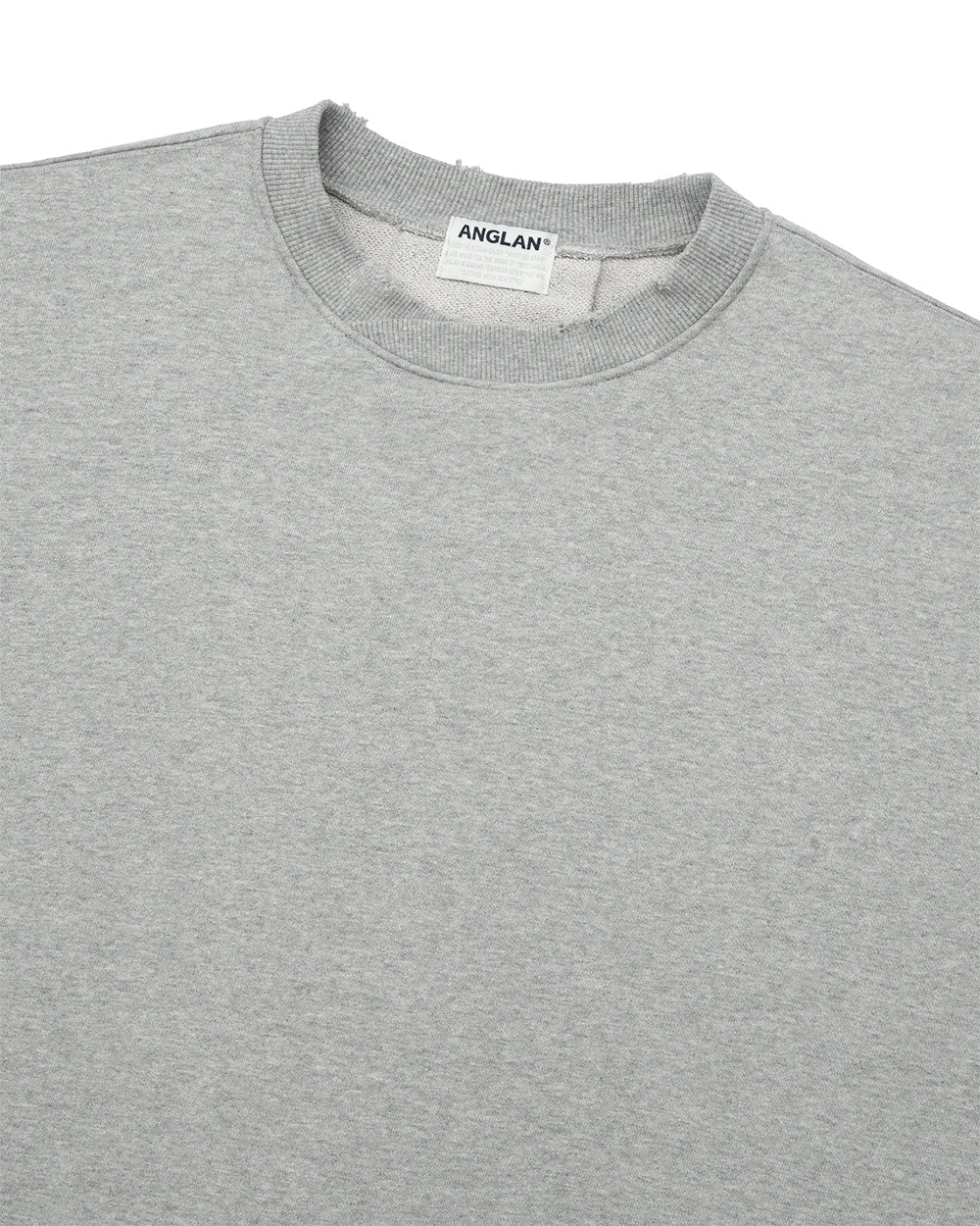 ANGLAN Valley Tuck Sweat Half Tee - Melange Grey