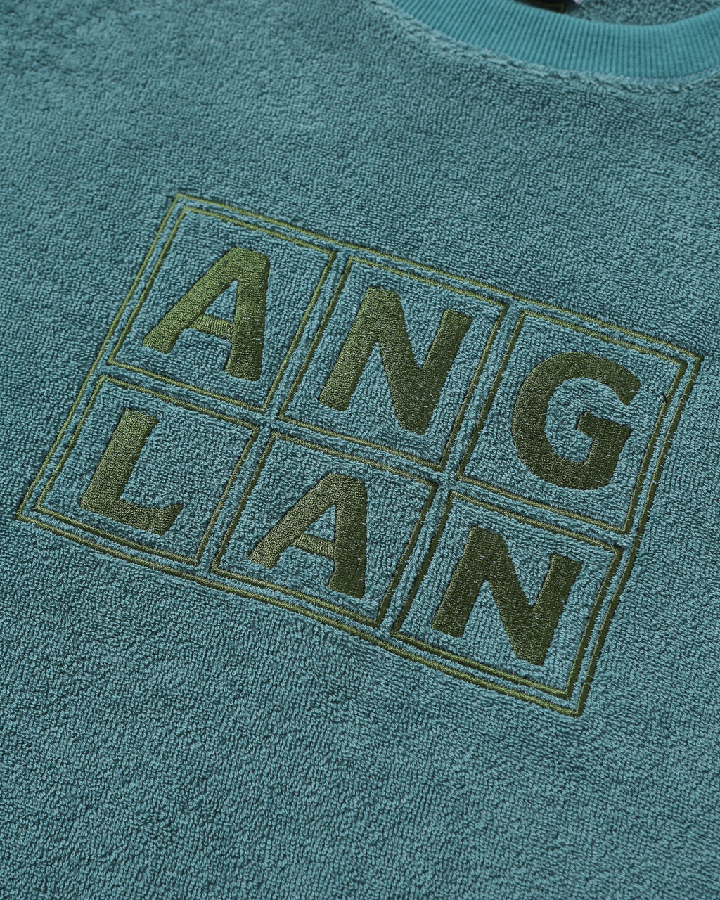 Anglan Terry Embroidered Pullover Crewneck - Blue Green