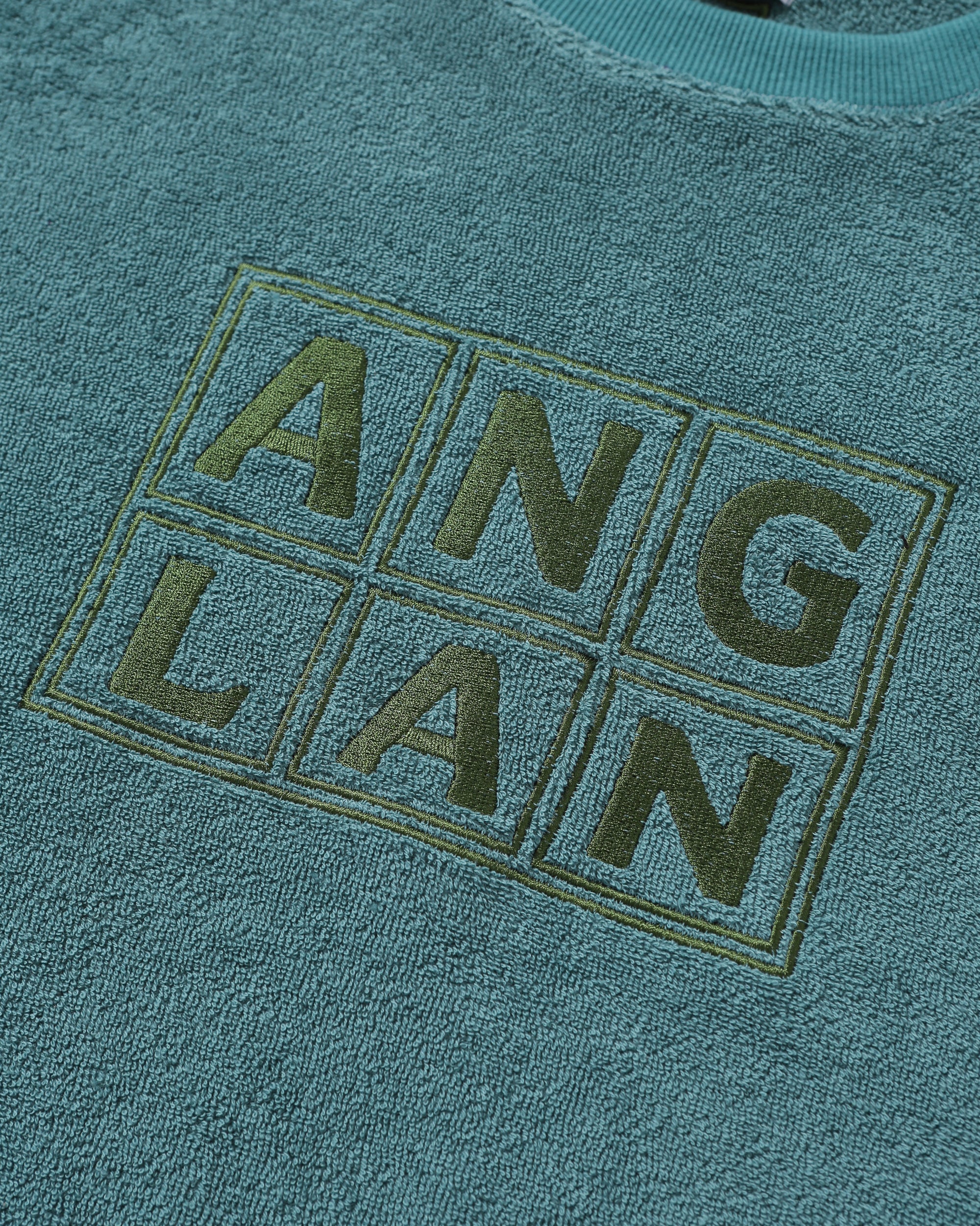 Anglan Terry Embroidered Pullover Crewneck - Blue Green