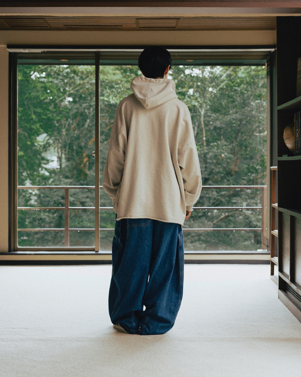 Anglan Width Print Hoodie - Oatmeal