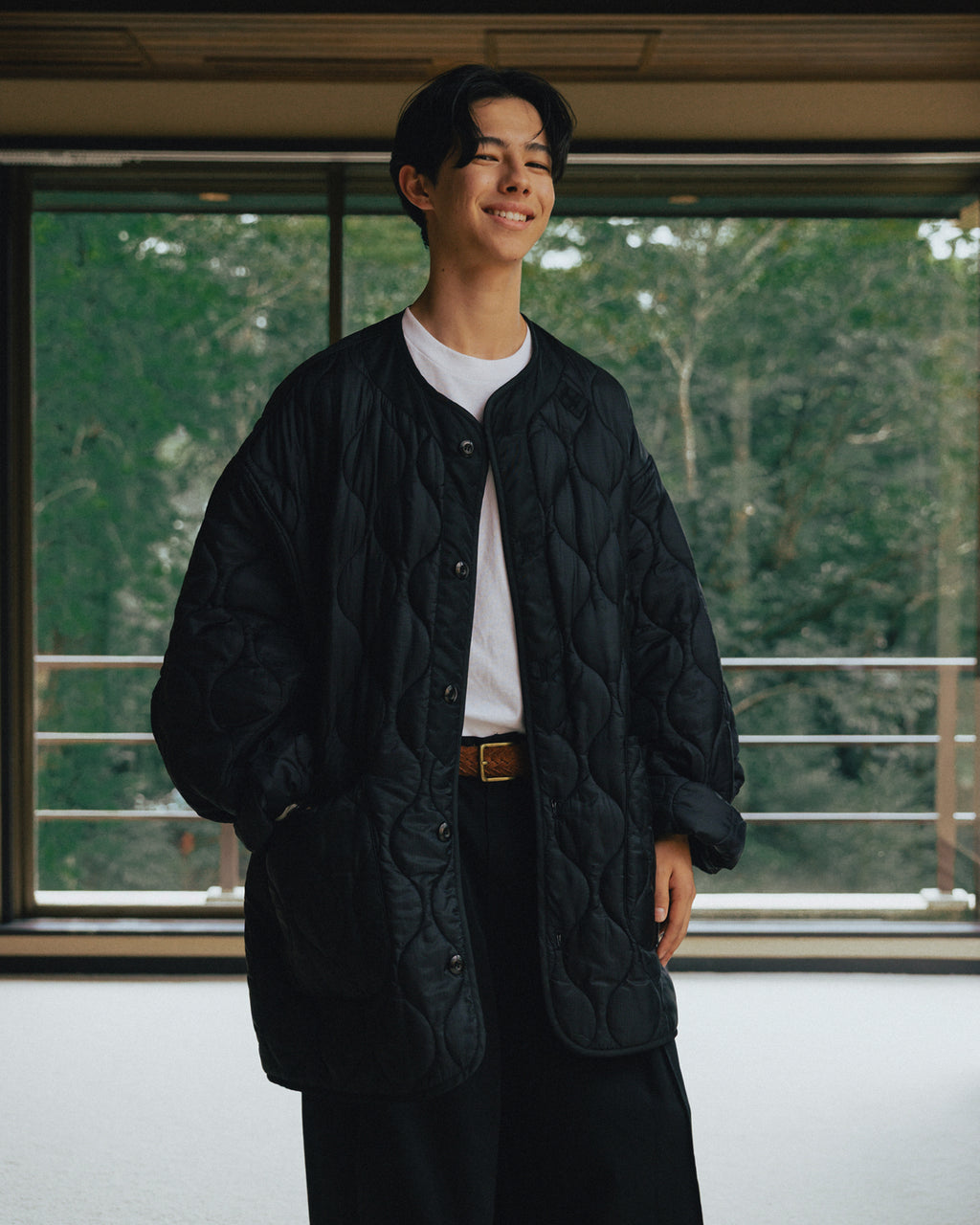 Military Quilted Liner Jacket - Black by Anglan