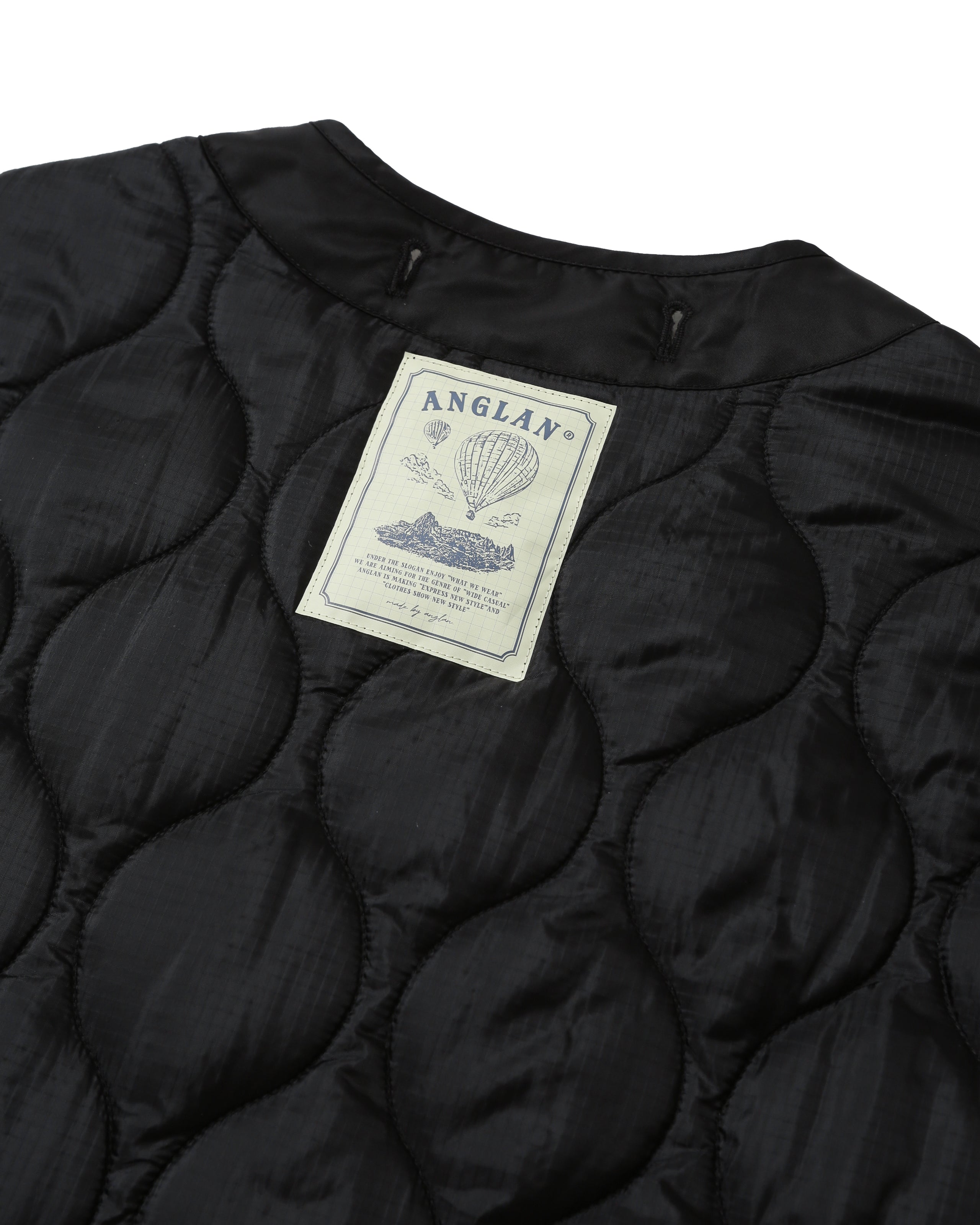Military Quilted Liner Jacket - Black by Anglan