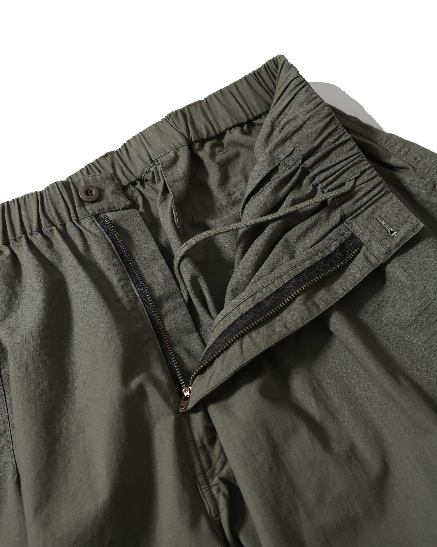 Anglan Ripstop Cargo Shirring Balloon Pants - Khaki