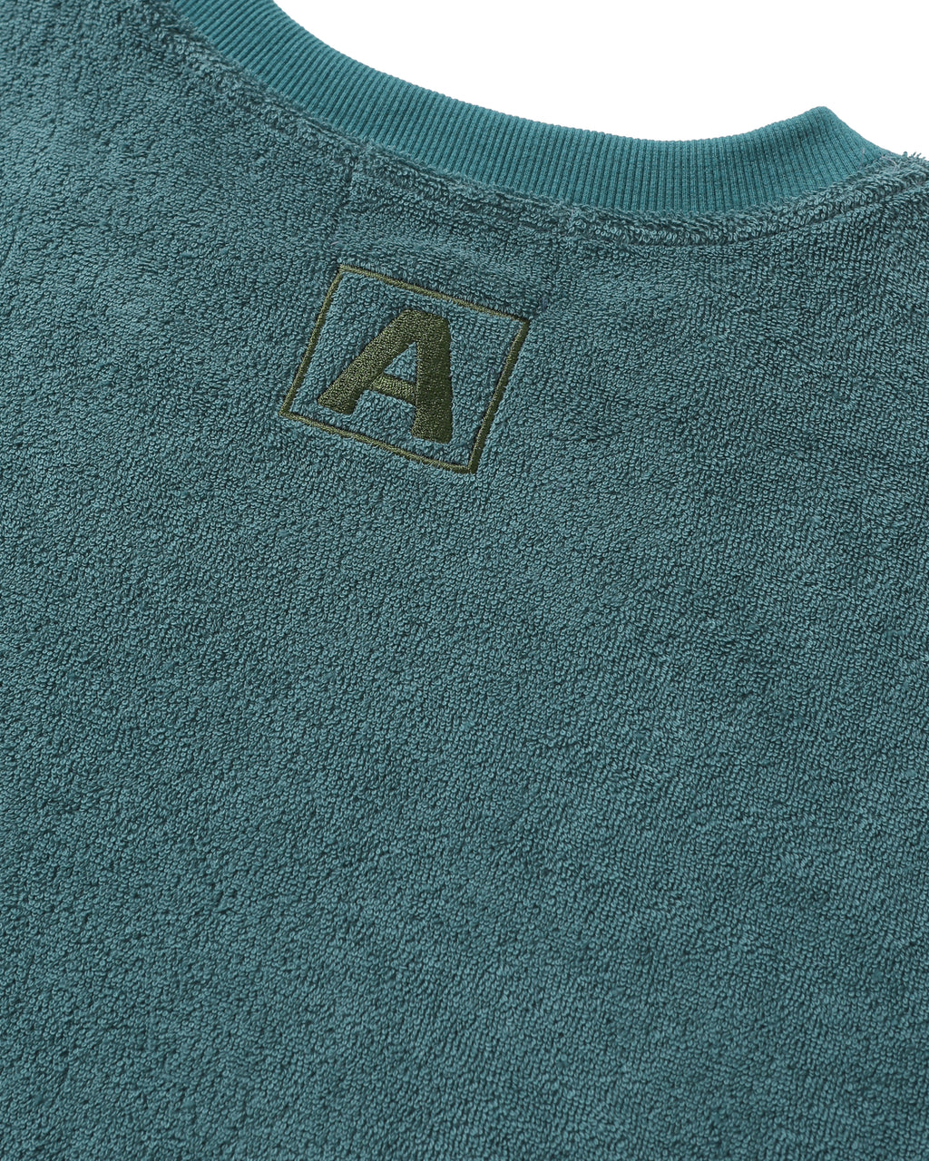 Anglan Terry Embroidered Pullover Crewneck - Blue Green