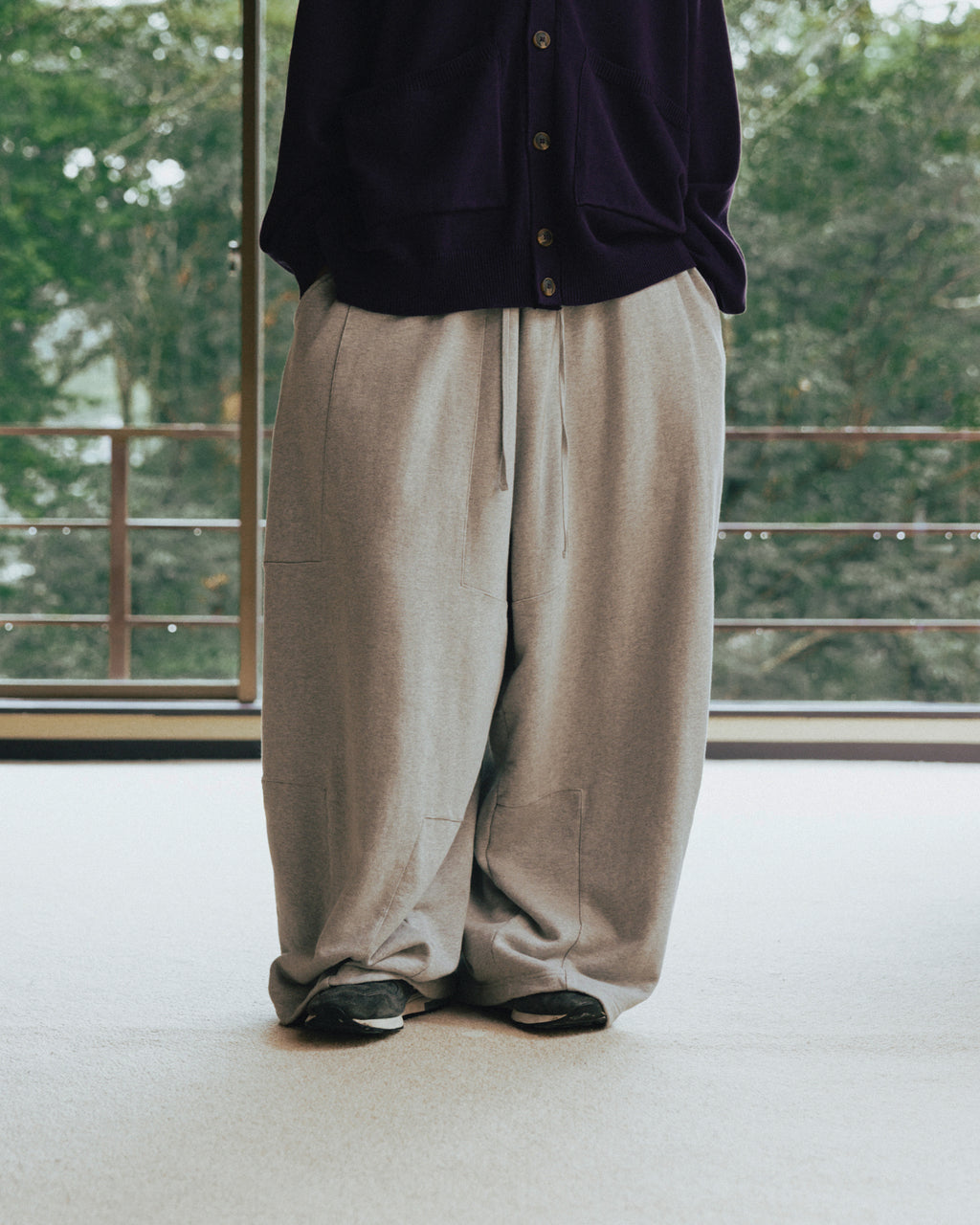 Anglan Paneled Sweat Balloon Pants - Melange Grey