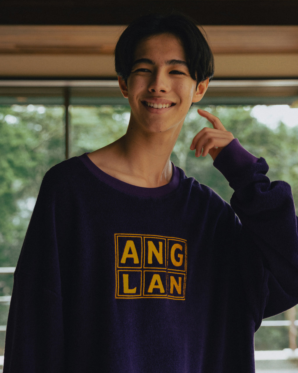 Anglan Terry Embroidered Pullover Crewneck - Purple
