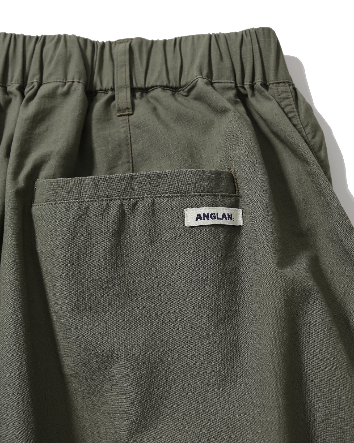Anglan Ripstop Cargo Shirring Balloon Pants - Khaki