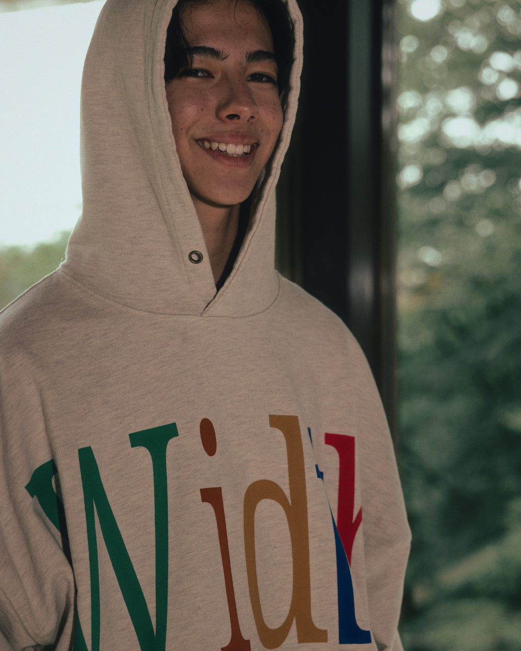 Anglan Width Print Hoodie - Oatmeal