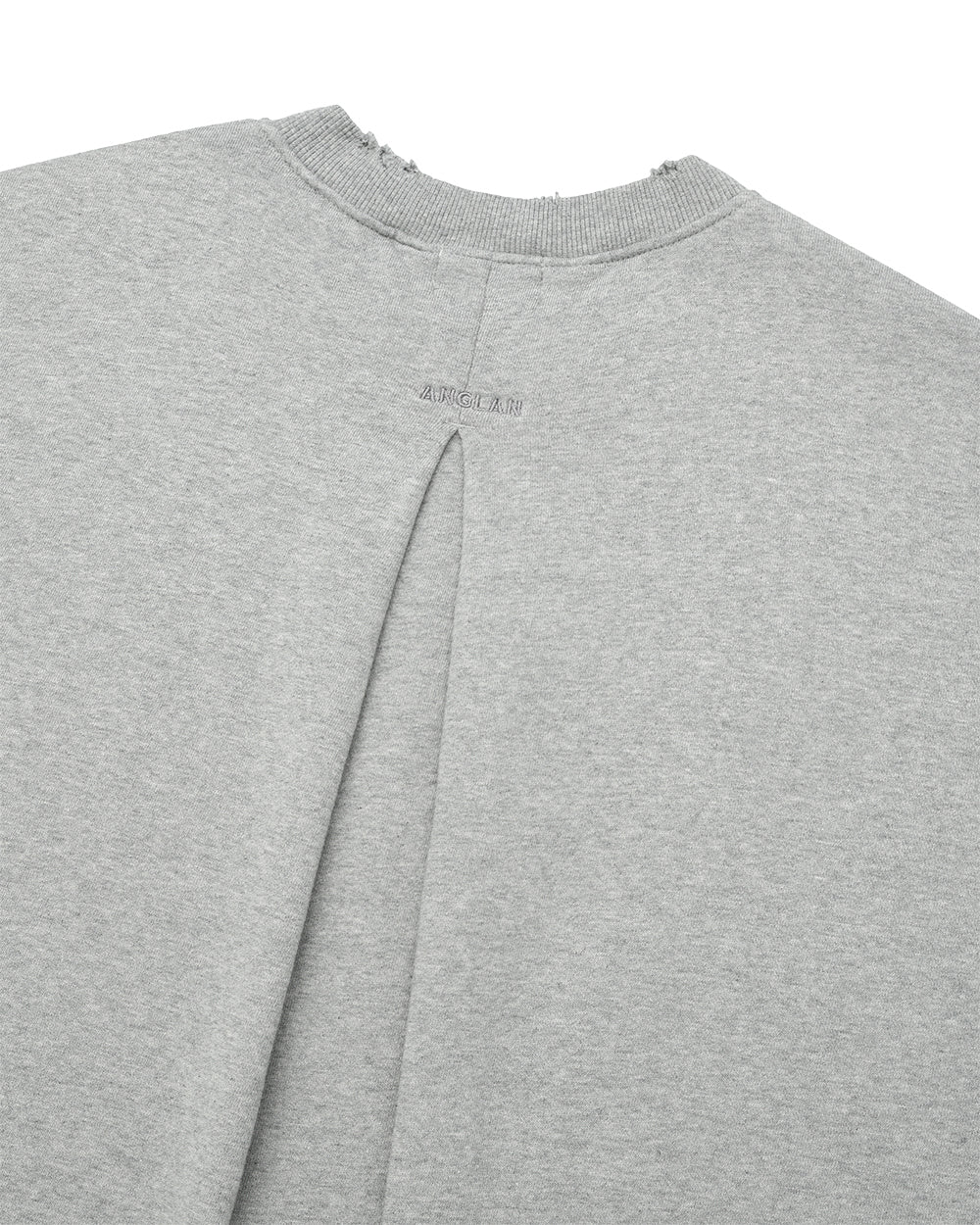 ANGLAN Valley Tuck Sweat Half Tee - Melange Grey