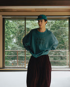 Anglan Terry Embroidered Pullover Crewneck - Blue Green