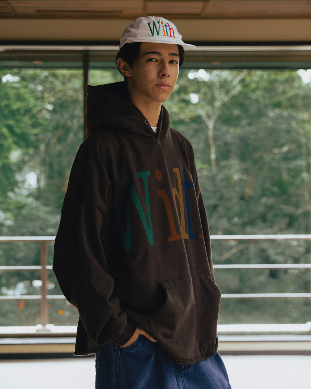 Width Print Hoodie - Brown by Anglan