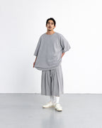 ANGLAN Valley Tuck Sweat Half Tee - Melange Grey