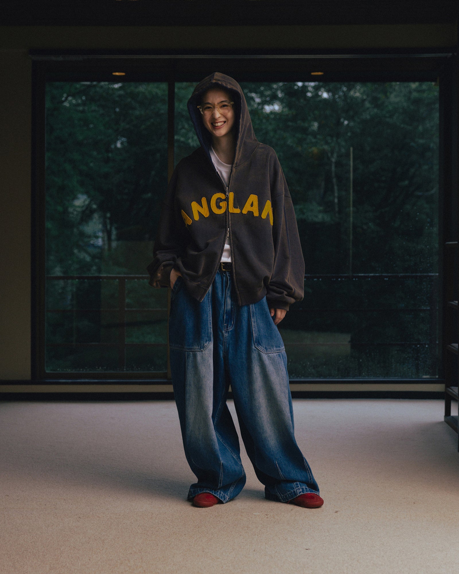 Anglan Fatigue Denim Balloon Pants - Washed Blue