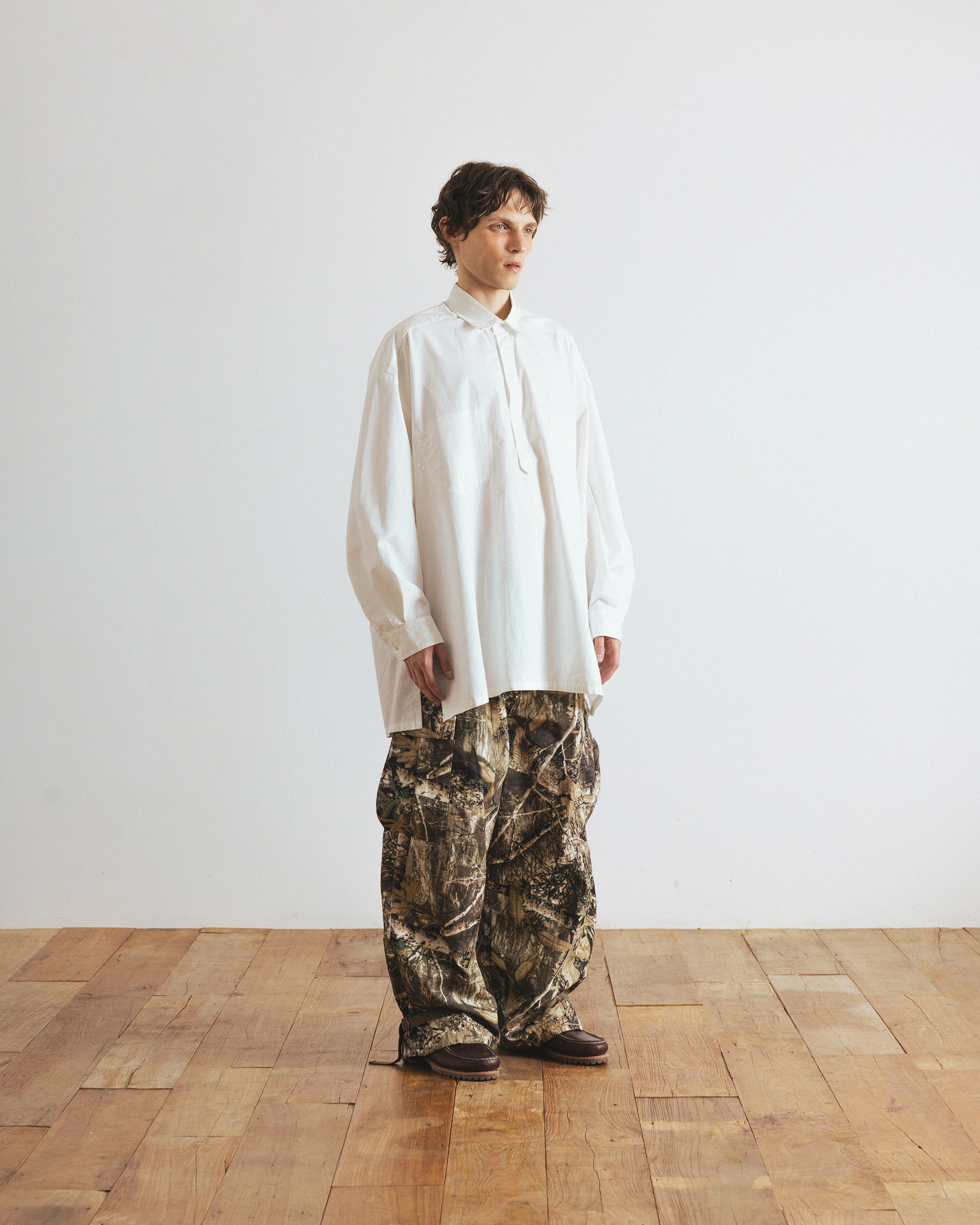 Anglan Pullover Side-Slit Shirt - White