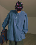 Pullover Side-Slit Shirt - Blue by Anglan