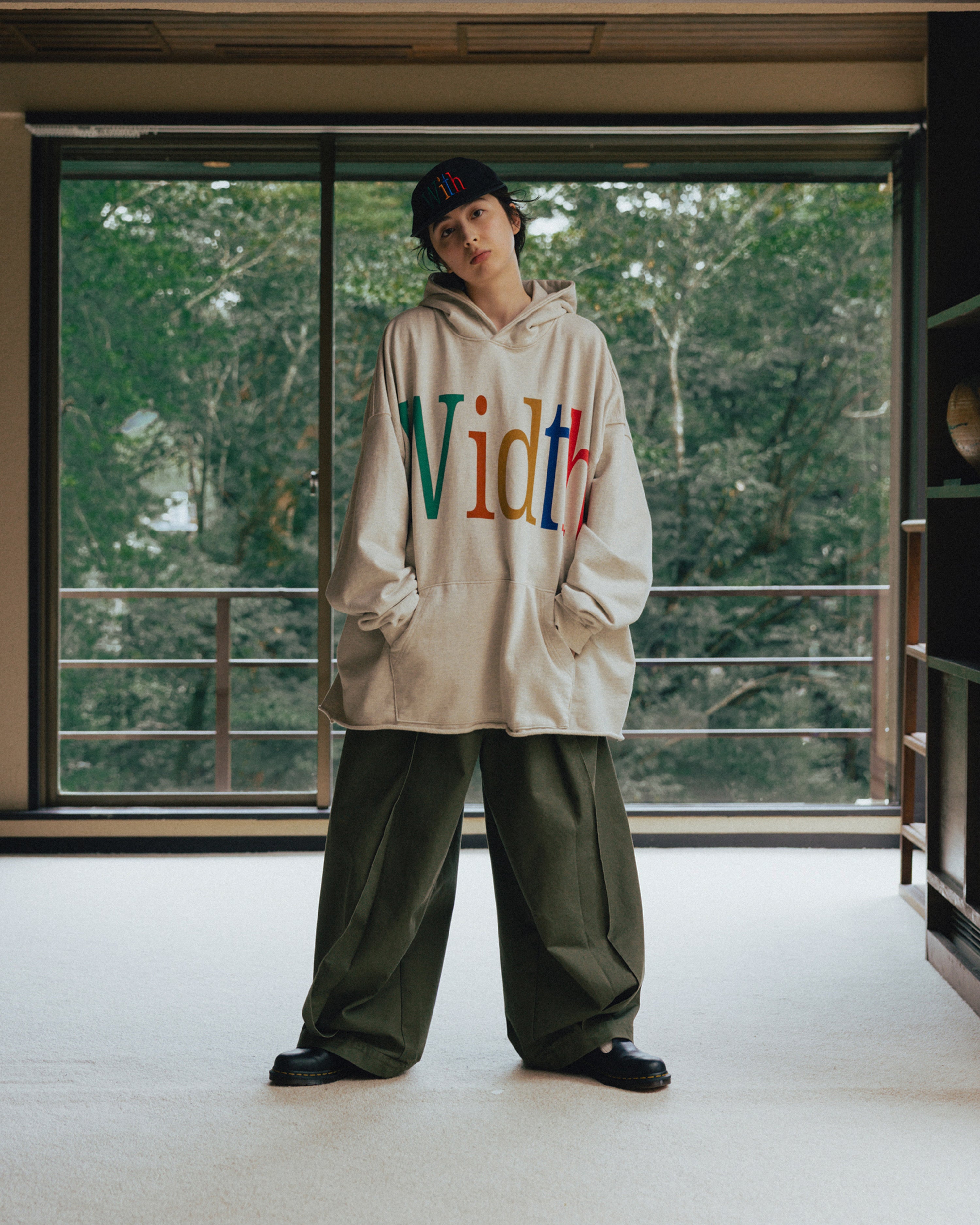 Anglan Width Print Hoodie - Oatmeal