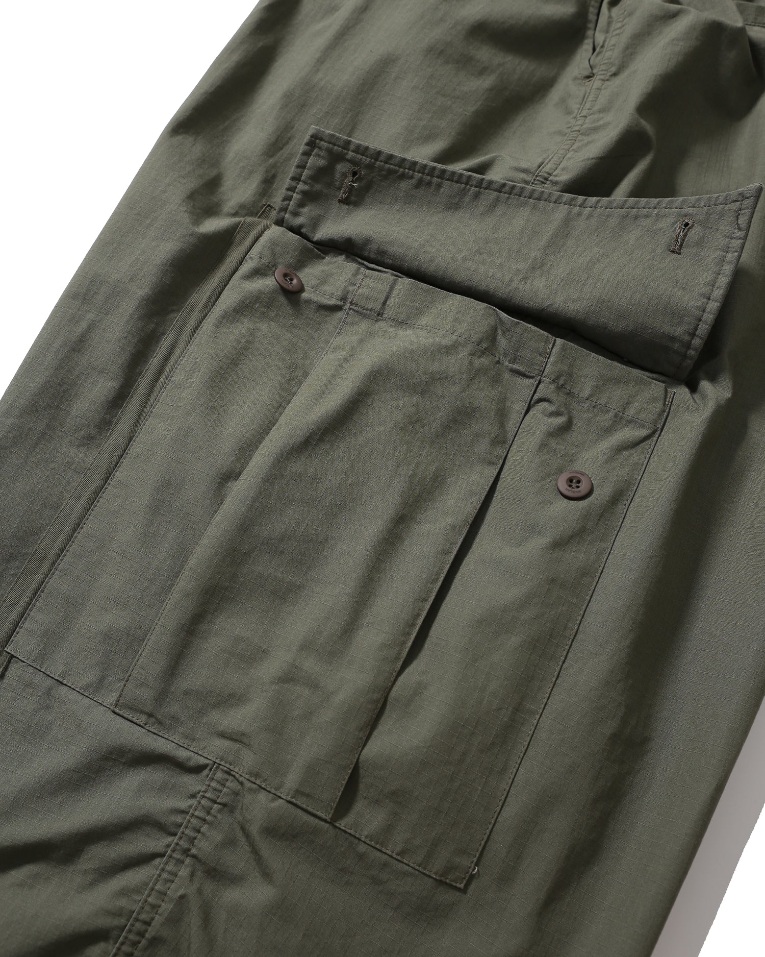 Anglan Ripstop Cargo Shirring Balloon Pants - Khaki