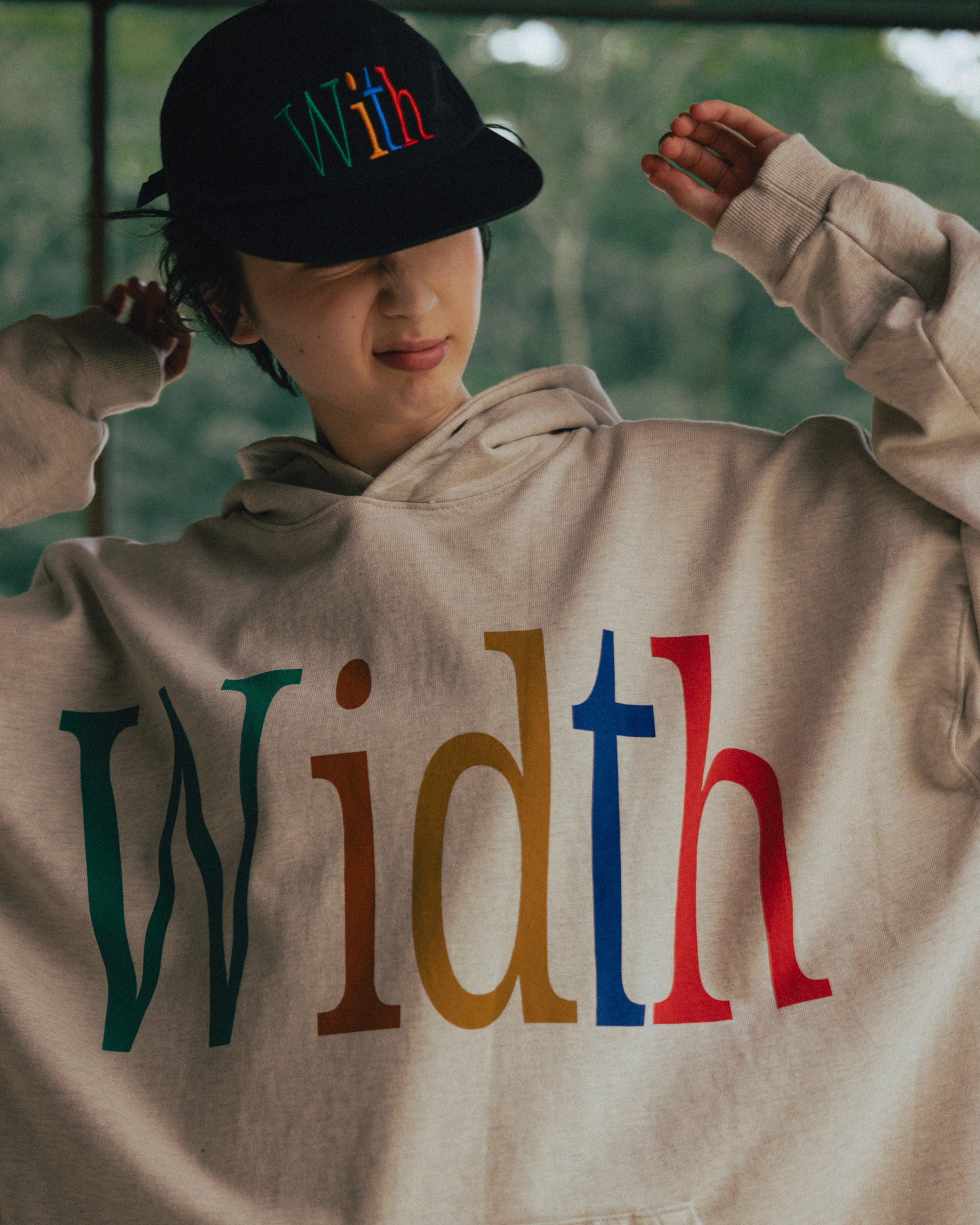 Anglan Width Print Hoodie - Oatmeal
