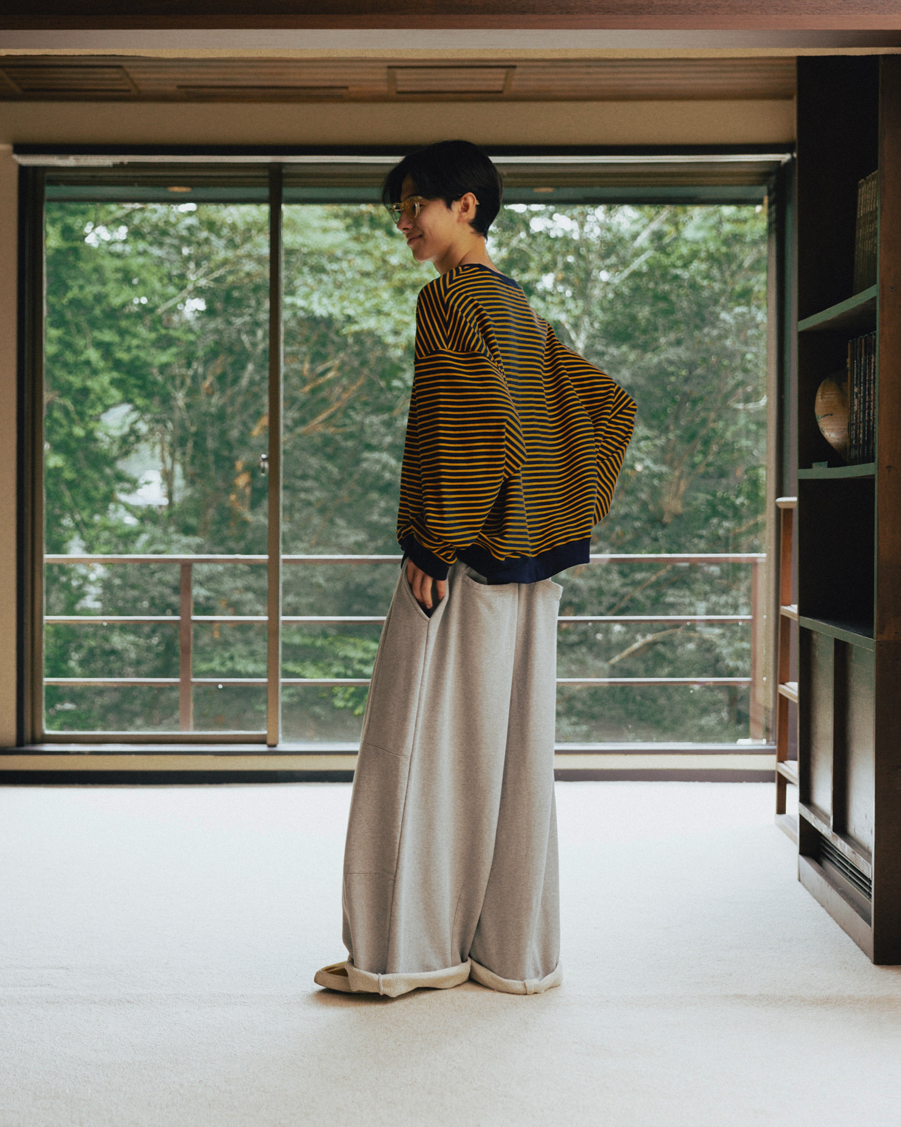 Anglan Paneled Sweat Balloon Pants - Melange Grey