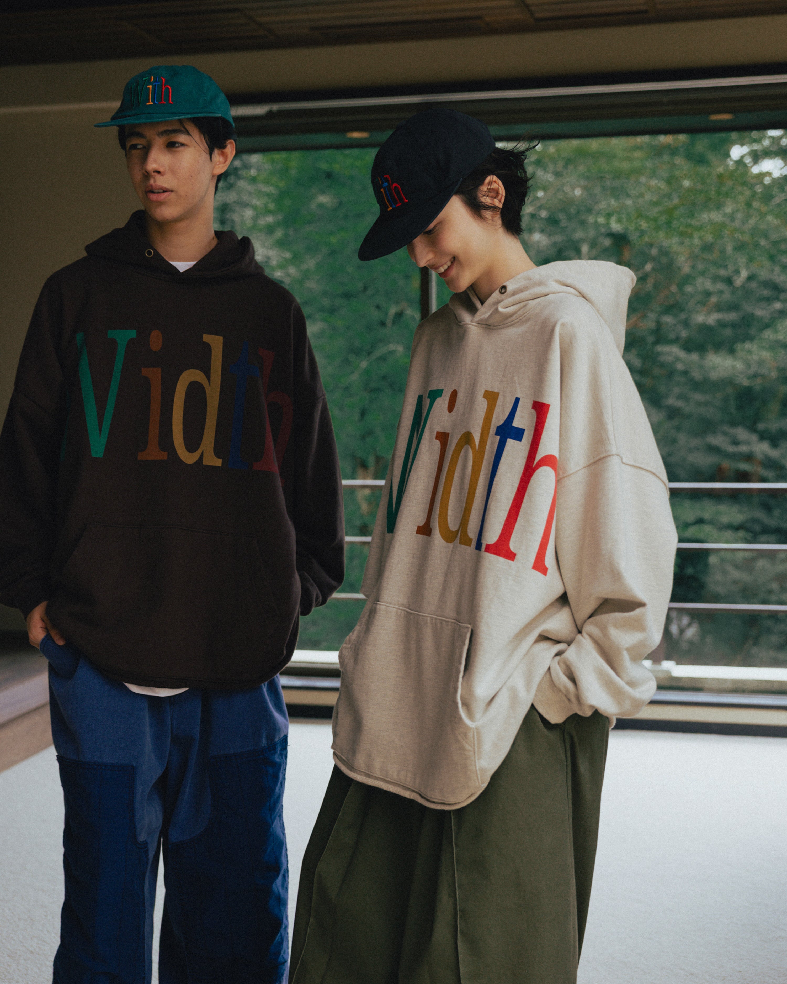 Anglan Width Print Hoodie - Oatmeal