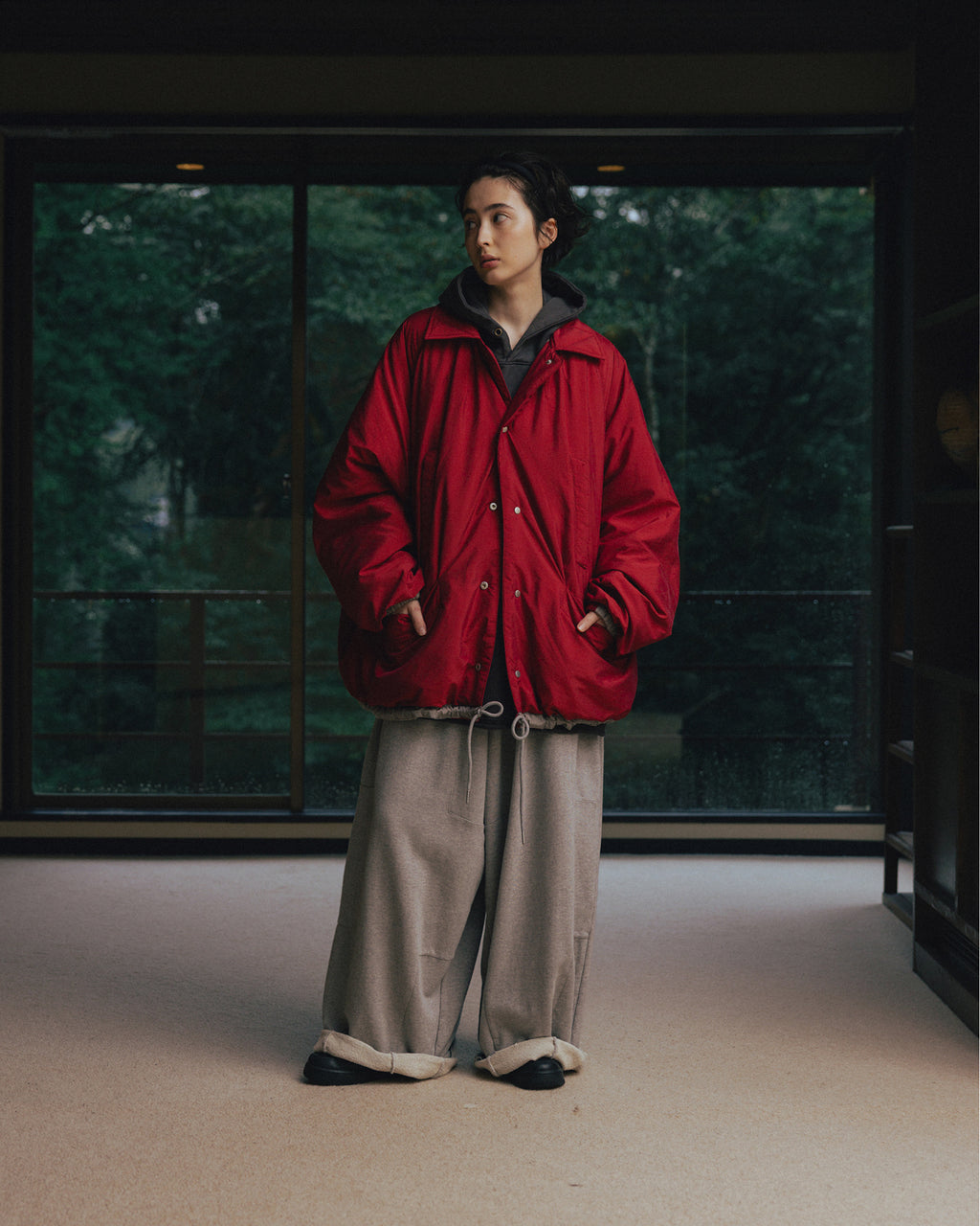 Anglan Paneled Sweat Balloon Pants - Melange Grey