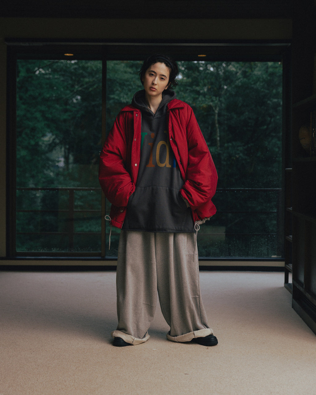 Anglan Paneled Sweat Balloon Pants - Melange Grey