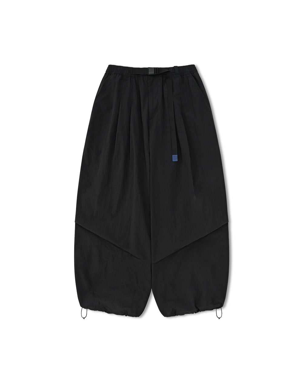 Anglan Nylon Tuck Belt String Balloon Pants - Black
