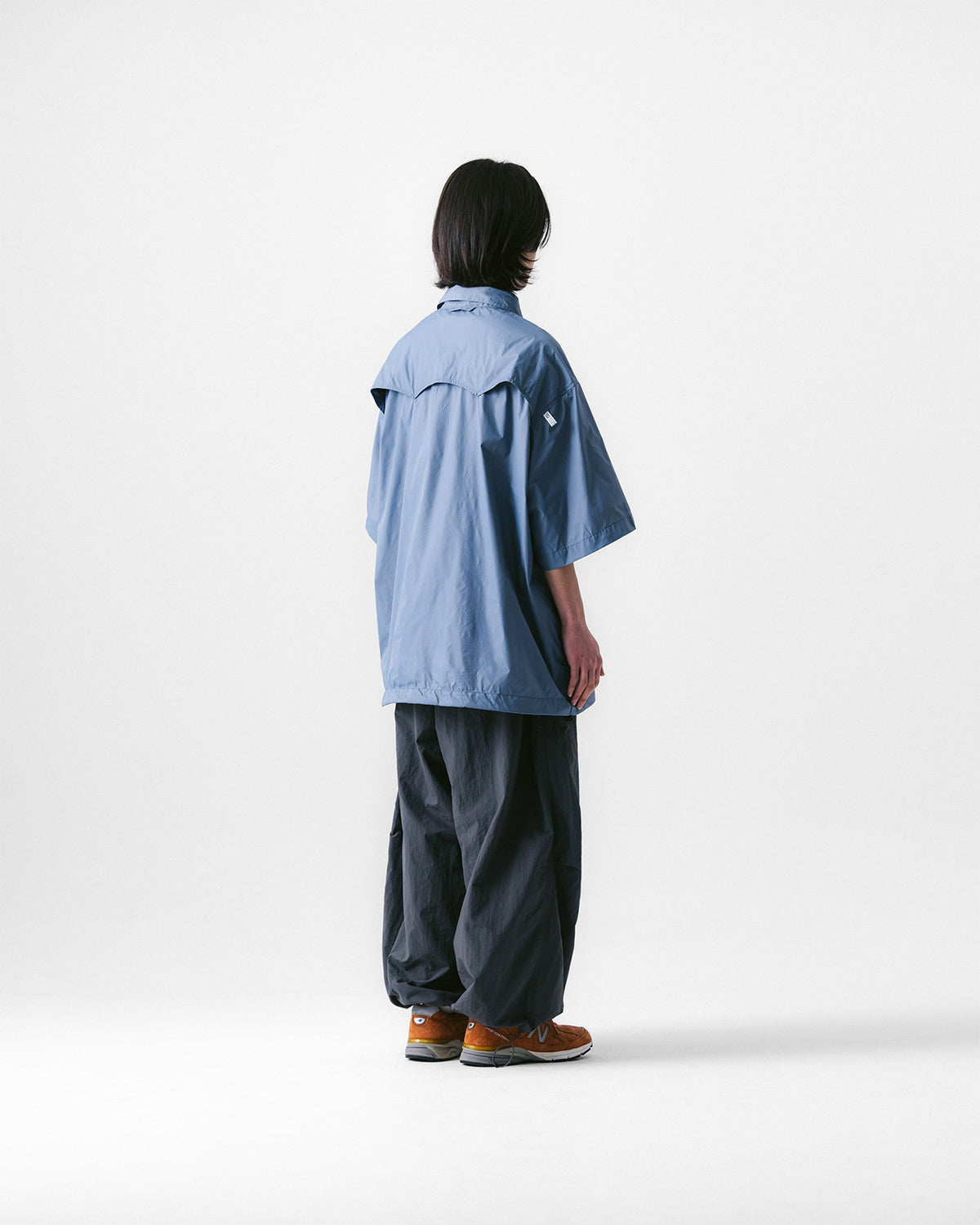 Anglan Nylon Tuck Belt String Balloon Pants - Gray