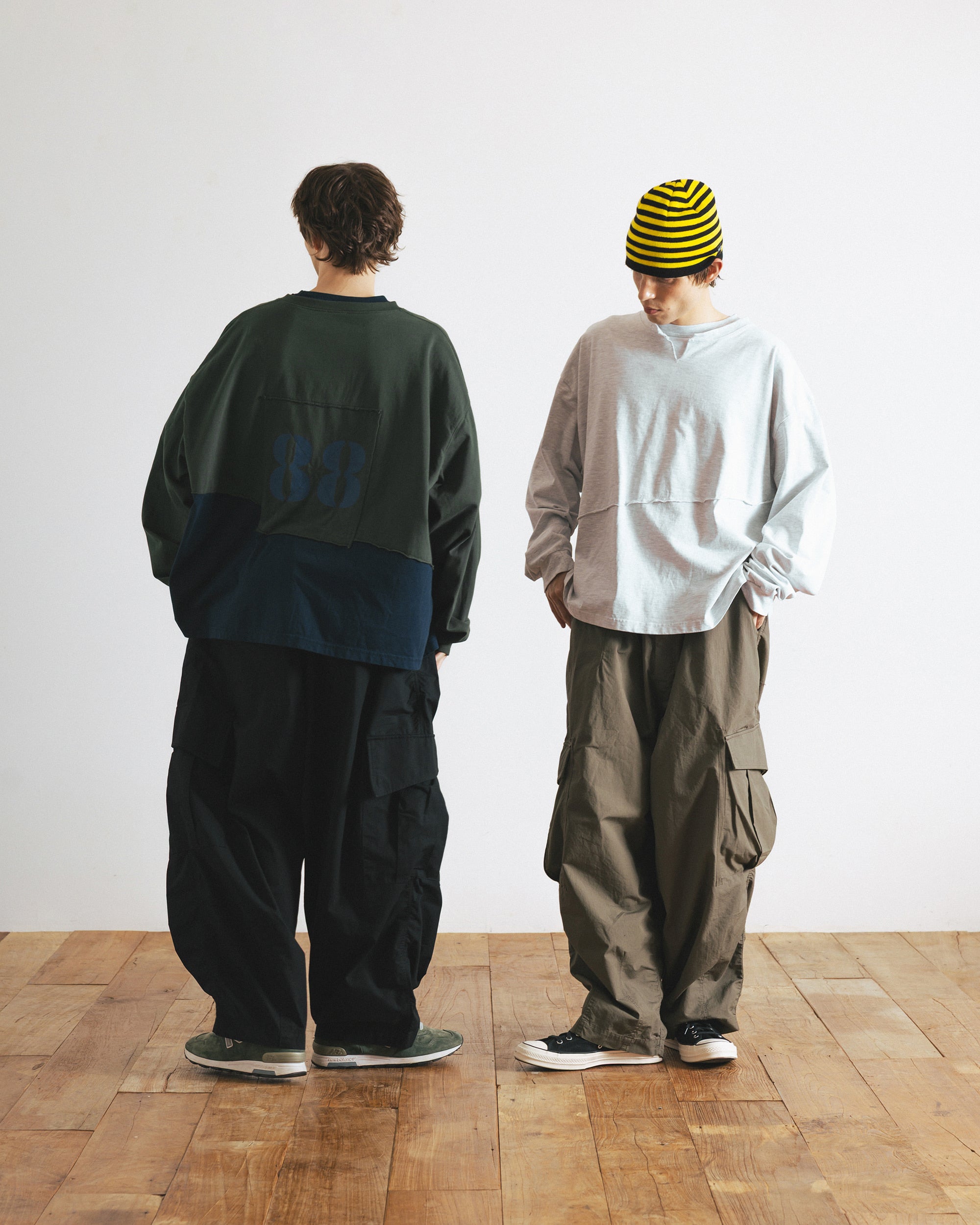 loose cargo spodnie szerokie streetwear asian Korean 
