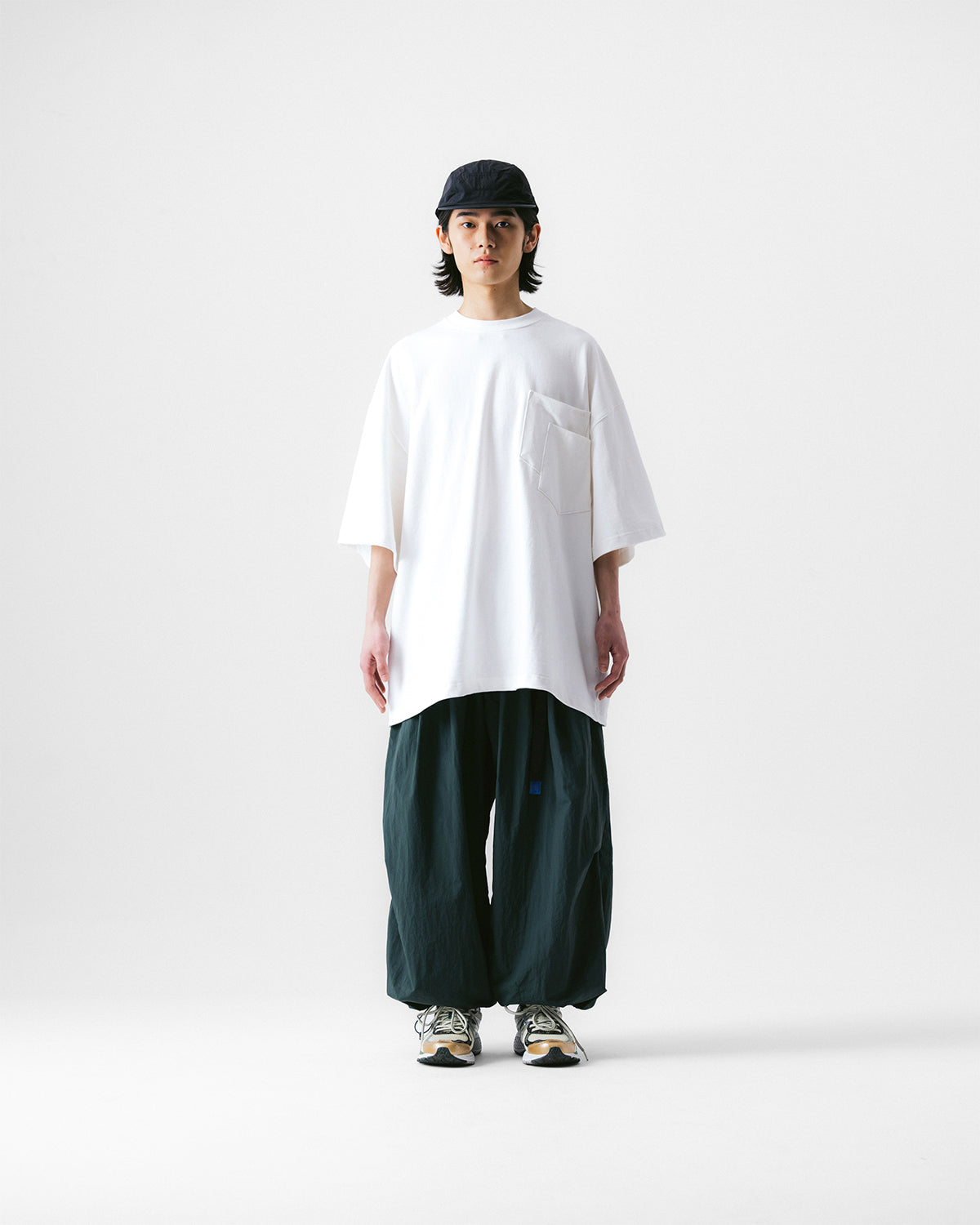 Anglan Nylon Tuck Belt String Balloon Pants - Green