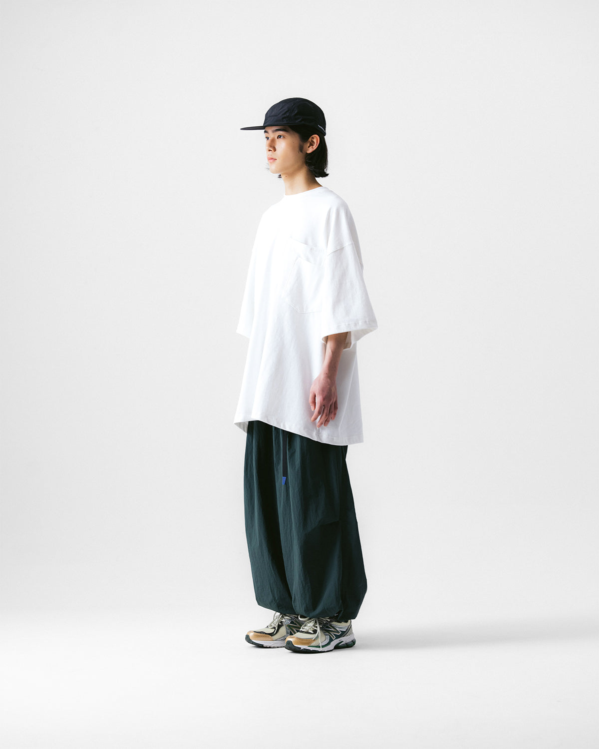 Anglan Nylon Tuck Belt String Balloon Pants - Green