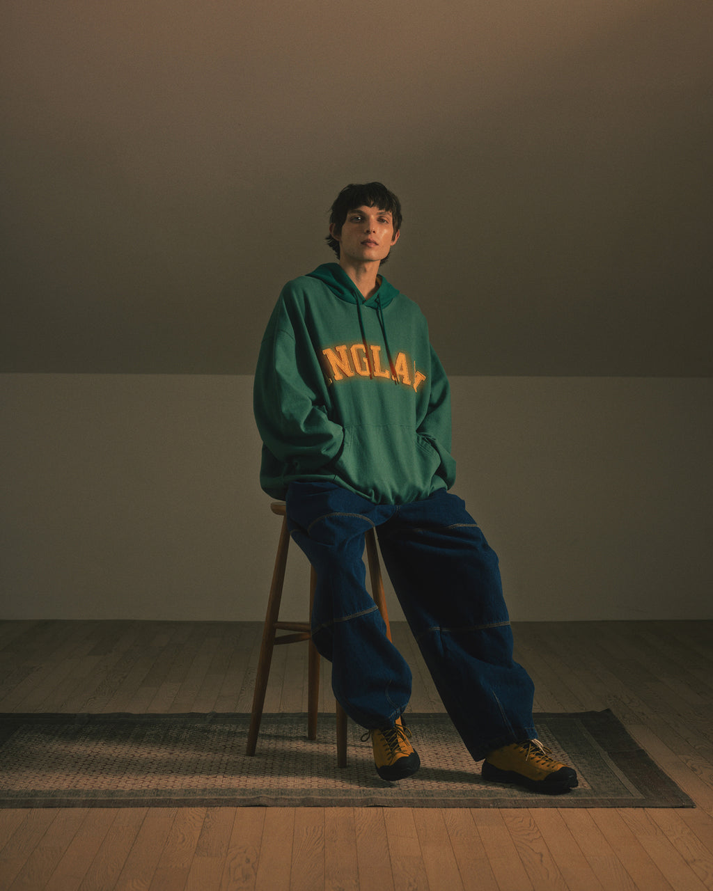 Anglan Palette Mix Appliqué Hoodie - Green