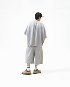 ANGLAN Valley Tuck Sweat Half Tee - Melange Grey