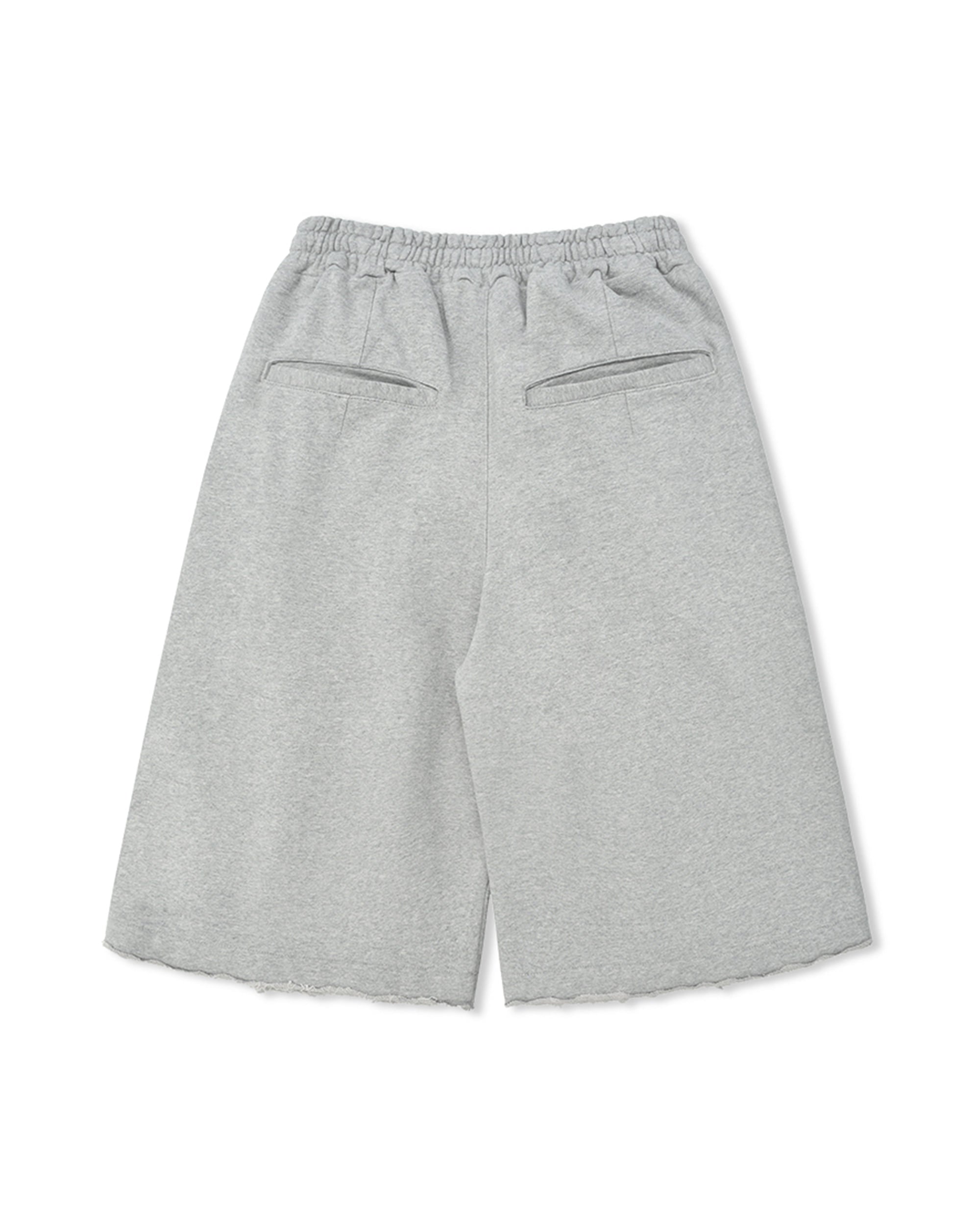 ANGLAN Valley Tuck Half Pants - Melange grey
