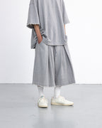 ANGLAN Valley Tuck Half Pants - Melange grey